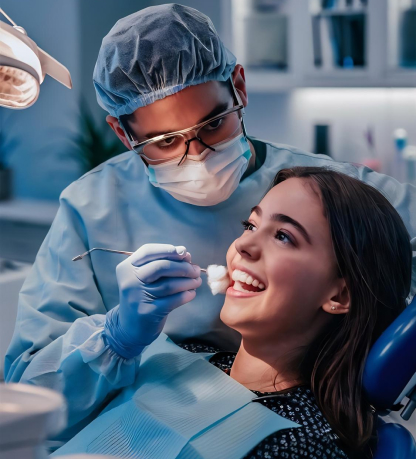 Murias Dental dentist treating a smiling patient in a modern clinic at Hialeah & Plantation, Florida